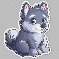 cute wolf kawaii animal, cartoon, pet, illustration, 