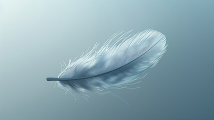 A solitary white feather floats on the waters surface