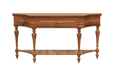 Old console table. Wooden console table isolated. 