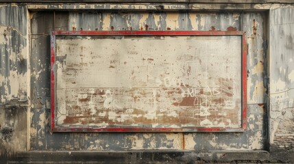 Blank mockup of a vintage storefront sign with distressed paint and retro typography.