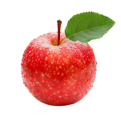 Red apple with leaf isolated on white background. Clipping path included.