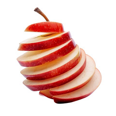 Red apple slices on transparent background. Clipping path included.