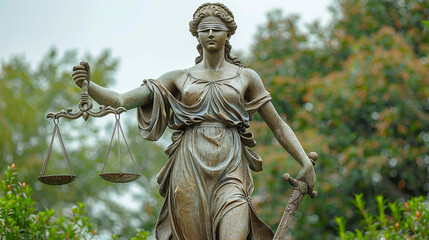Fototapeta premium Statue of Lady Justice Holding Scale of Justice