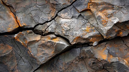 A striking image of a jagged rock formation its surface marred by deep winding scars a reminder of the destructive nature of acid rains erosion and depletion of the earths