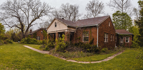 old brick house in the woods