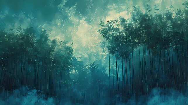 bamboo forest illustration background poster decorative painting