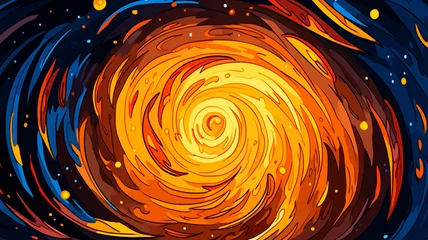 Keuken spatwand met foto Hand drawn cartoon beautiful abstract artistic burning flame spiral illustration background  © 俊后生