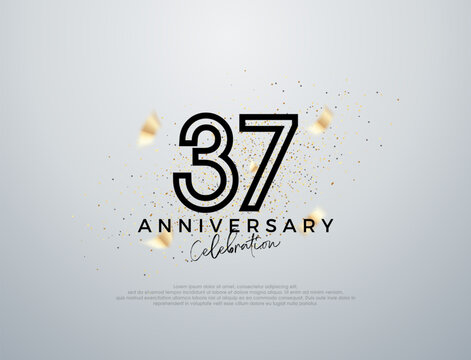 Simple line design for 37th anniversary celebration. Premium vector for poster, banner, celebration greeting.