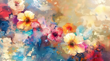 Abstract Floral Oil Painting Background - obrazy, fototapety, plakaty
