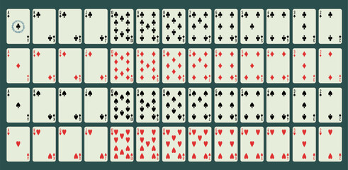 Classic playing cards (poker, bridge), full deck. Printable, vector and editable. © Oleksandr
