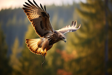 Common buzzard (Buteo buteo) in flight - obrazy, fototapety, plakaty