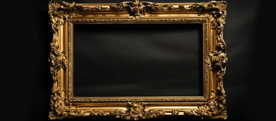 Antique gold frame against black backdrop