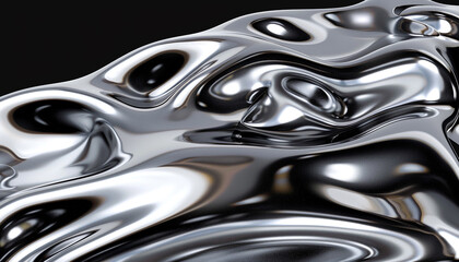 Silver chrome liquid metal waves background