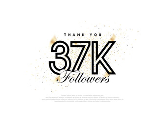 Black 37k followers number. achievement celebration vector.
