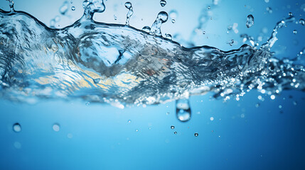 Fresh water splash drop bubble clean sea ocean background decoration graphic art mock up Blue water wave 