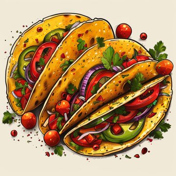 tasty tacos with fresh vegetables clip art preview