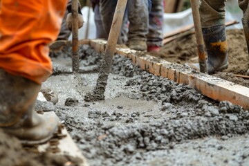 A man is pouring concrete into a hole