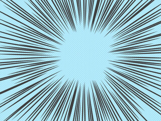 Naklejka premium 集中線 ドット背景 ブルー