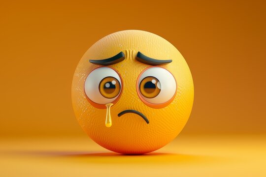 A sad face with tears falling down