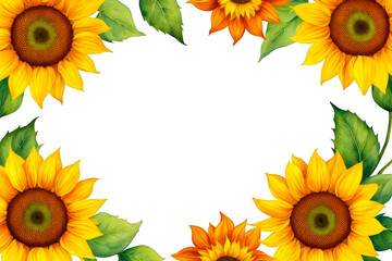 Overlay banner of Sunflowers, floral border frame, watercolor illustration, editing decoration for wedding invitation, greetings, thankyou, cards, text template, copy space, space for text logo