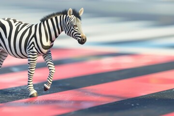 A zebra is walking across a road