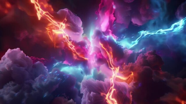 A colorful explosion fills the screen created by the pulsating energy of electric plasma arcs.