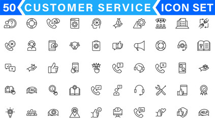 set of support icons, help, communication, info, customer service