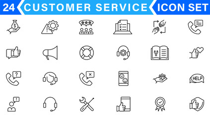 set of support icons, help, communication, info, customer service