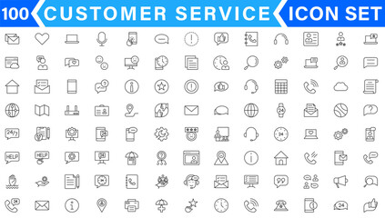 Customer service icon set. Containing customer satisfied, assistance, experience, feedback, operator and technical support icons