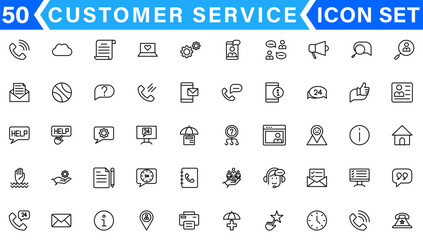 Customer service icon set. Containing customer satisfied, assistance, experience, feedback, operator and technical support icons