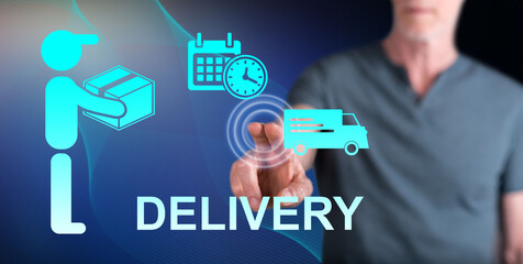 Man touching a delivery concept
