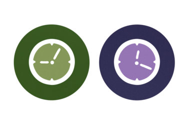 clock icaon symbol green and blue