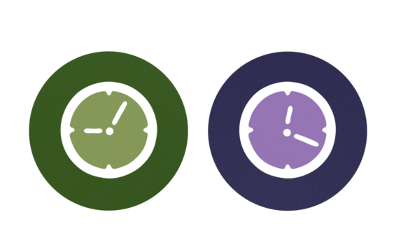 clock icaon symbol green and blue