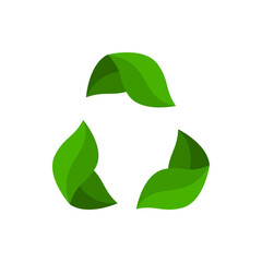 Green leave recycle eco icon flat vector design