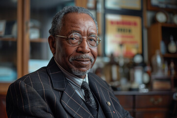 Obraz premium Portrait of a Gentleman, A Life Well-Lived, Etched in Smiles and Satisfaction