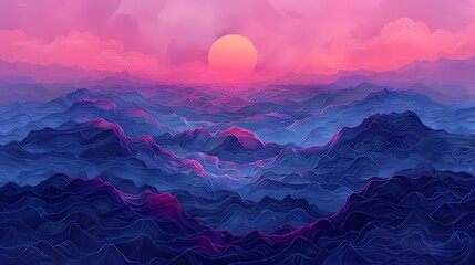 Coral sand sunrise abstract decorative painting illustration background - obrazy, fototapety, plakaty