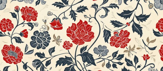 Vintage floral pattern with intricate botanical design