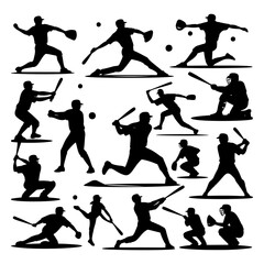 silhouette illustration of a baseball sport