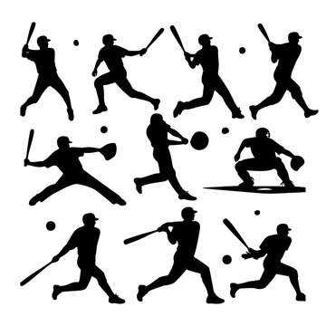 silhouette illustration of a baseball sport