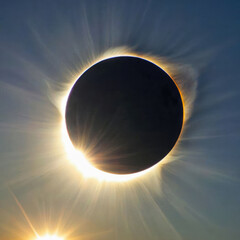 Obraz premium Solar Eclipse. The moon moving in front of the sun.