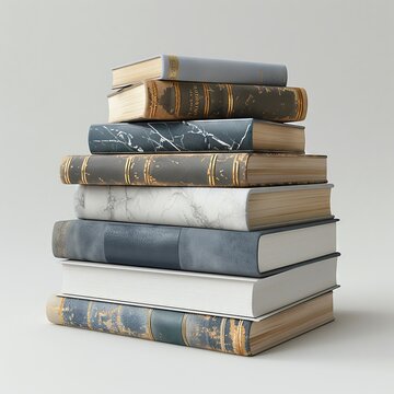 Hyper-realistic 3D stack of books inviting reading
