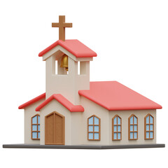 3D Church Building Illustration