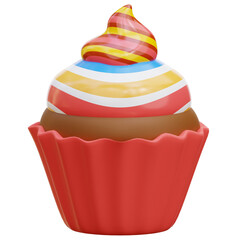 3D Rainbow Cupcake Illustration