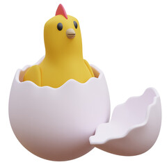 3D Hatching Chicken Egg Illustration