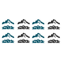 mountain silhouette , set of blue rocky mountain silhouette. bundle vector.