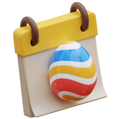 3D Easter Egg Day Calendar Illustration