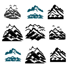 Fototapeta premium mountain silhouette , set of blue rocky mountain silhouette. bundle vector.