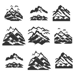 mountain silhouette , set of blue rocky mountain silhouette. bundle vector.