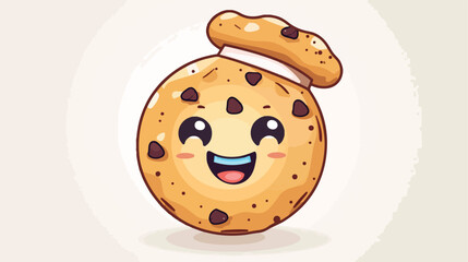 Cartoon cook chocolate chip cookie emotion kawaii 