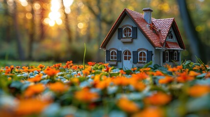 cozy beautiful little model house in green garden, dream house, Generative Ai - 769377188